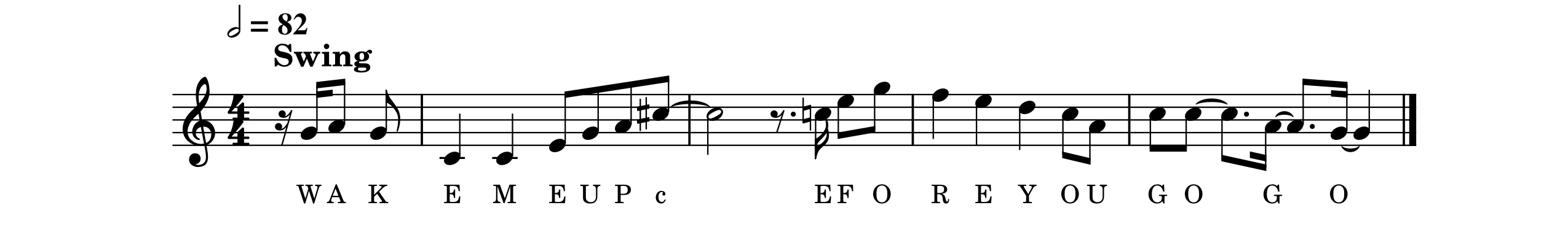 Modified sheet music for 'Wake Me Up Before You Go-Go'